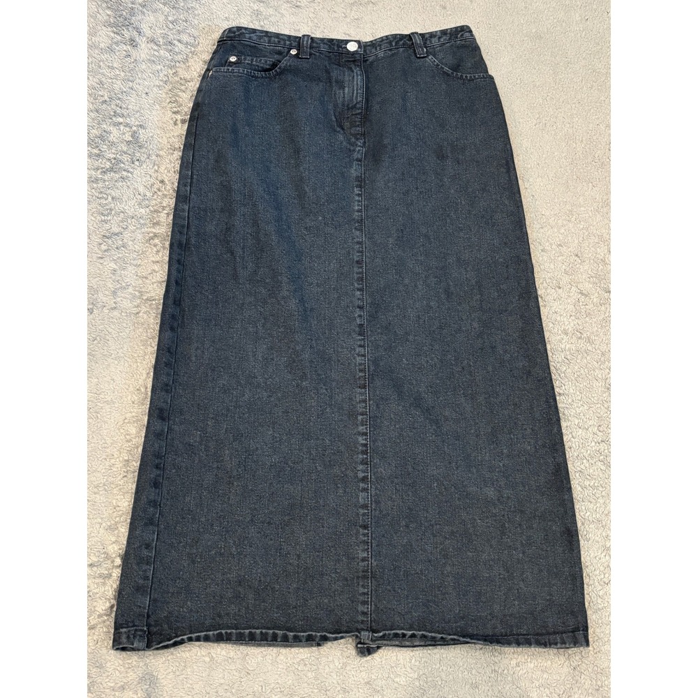 Jones New York Country Petite Denim Maxi Skirt Dark Wash Blue Cotton 8P 29 Waist